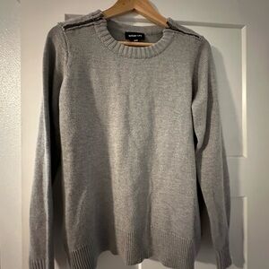 Sugarlips Gray Crewneck Sweater with Shoulder Detail